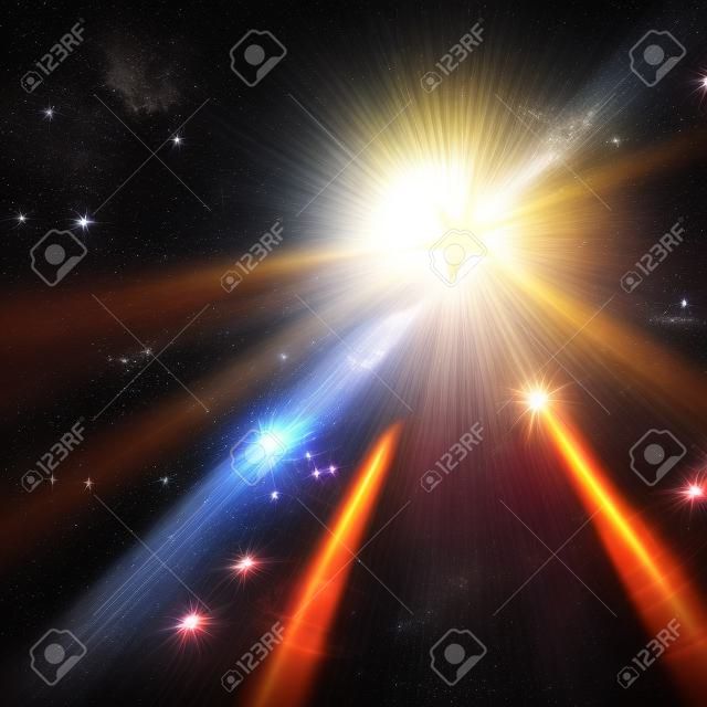 Vector star, sun with lens flare.
