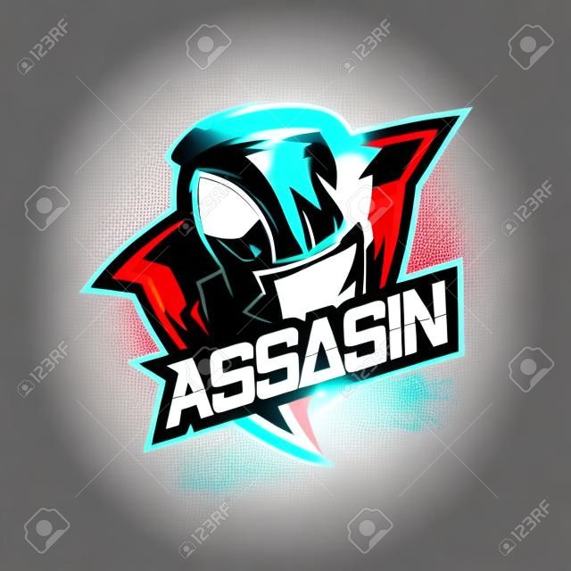 assassin ninja mascot gaming logo vector