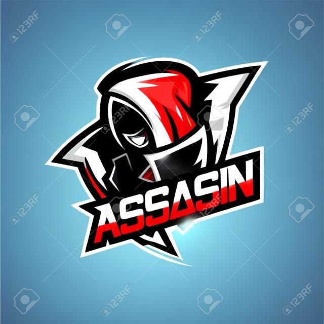 assassin ninja mascot gaming logo vector