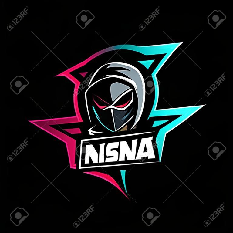 zabójca ninja maskotka logo gry wektor
