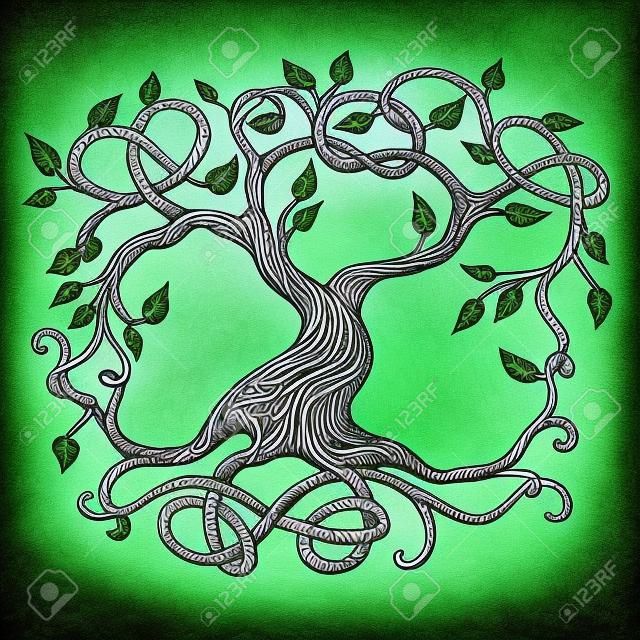 Árbol de la vida celta, ilustración de Yggdrasil
