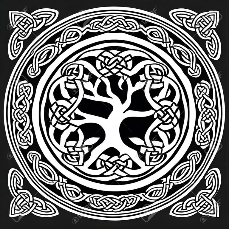 hayat, vektör illüstrasyon celtic ağacın Siyah ve beyaz illüstrasyon