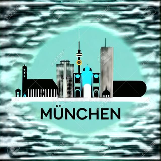 Abstracte skyline van de stad München in Duitsland, vector illustratie