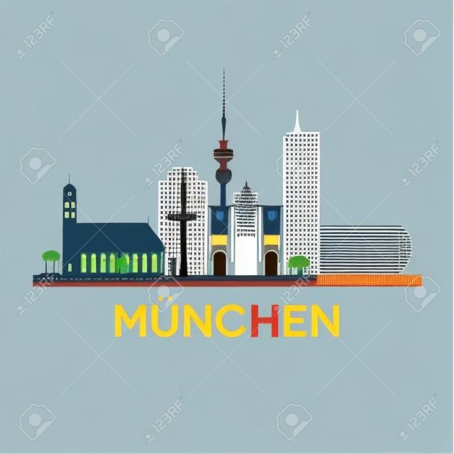 Résumé horizon de la ville de Munich en Allemagne, illustration vectorielle