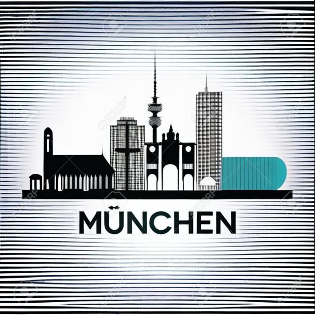 Résumé horizon de la ville de Munich en Allemagne, illustration vectorielle
