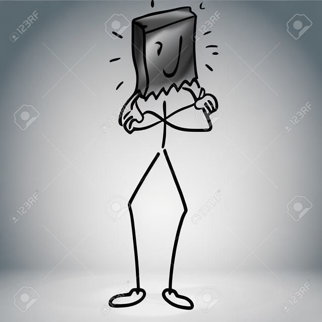 Stick figure with bag over head