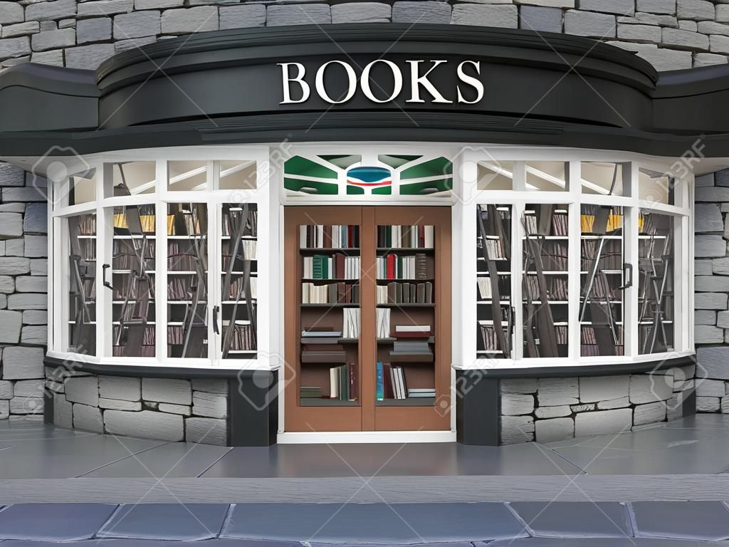 Books store exterior, 3d illustration