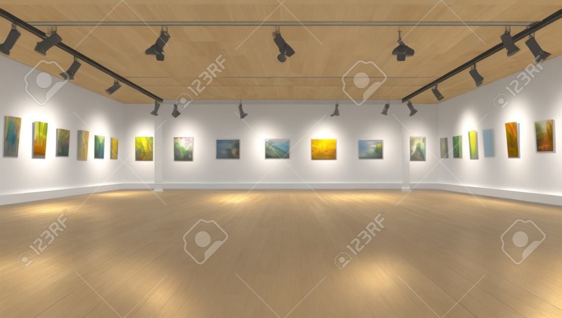Interior of the gallery. 3d illustration