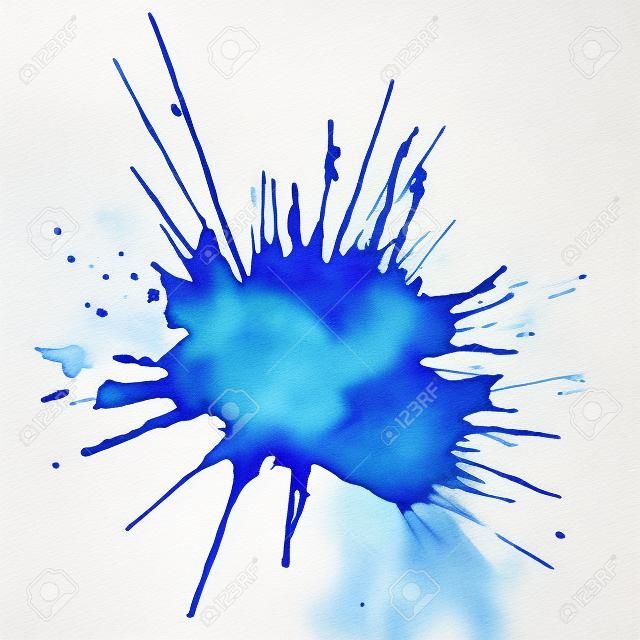 Blot of blue watercolor isolated on white