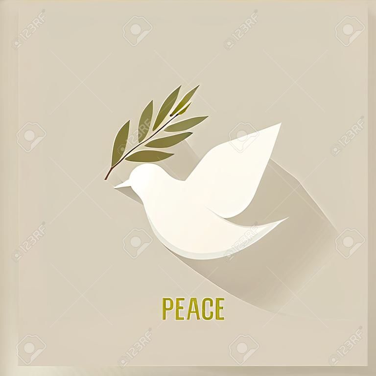Pomba da paz com ramo de Oliveira - ilustração vetorial