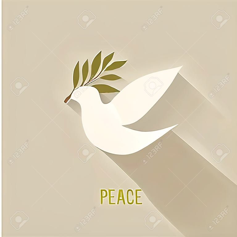 Colombe de la paix avec branche d'olivier - illustration vectorielle
