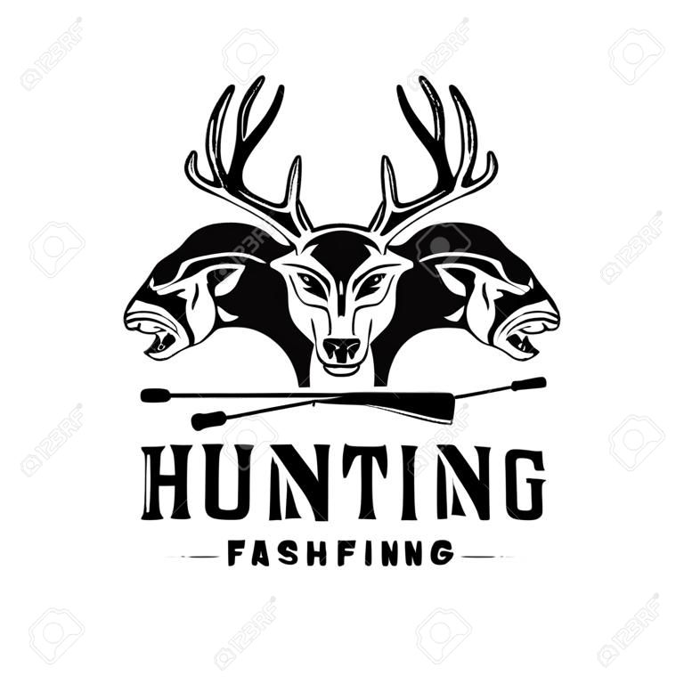 chasse et la pêche emblème millésime modèle de conception
