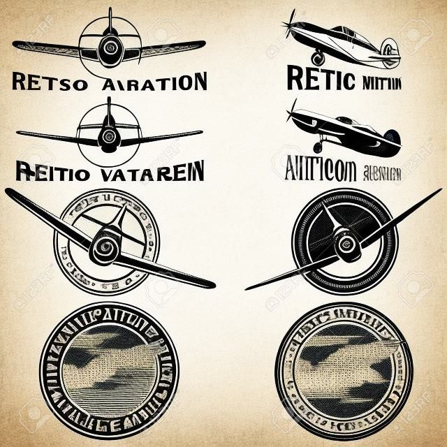 vector set di etichette d'epoca retro Aviaton