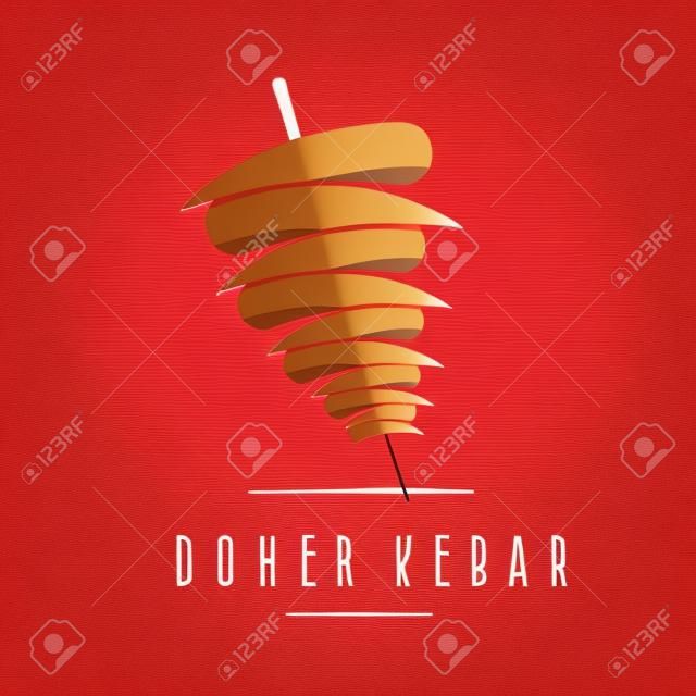 illustrazione vettoriale semplice piatto di doner kebab
