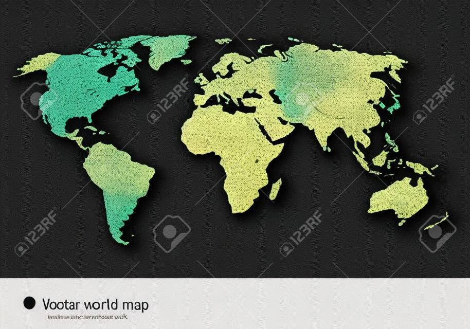 Abstract vector map of the world from dot forms with placemarks for filling out infographics, business templates, covers, web sites, interfaces, business cards, catalogs, brochures, annual reports.