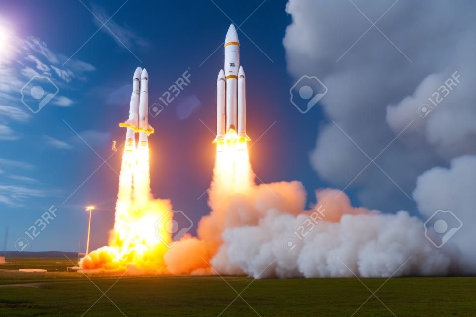 Der Start einer Rakete vom Weltraumbahnhof-Startup