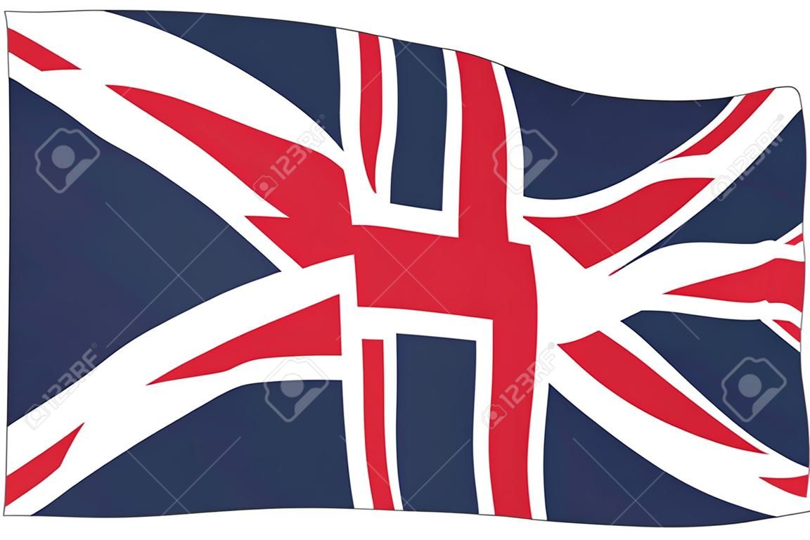 Wehende Flagge von Großbritannien isoliert. Vector EPS8