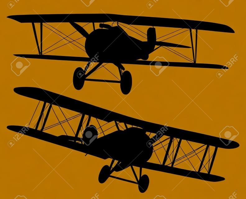 Vector biplanes silhouettes