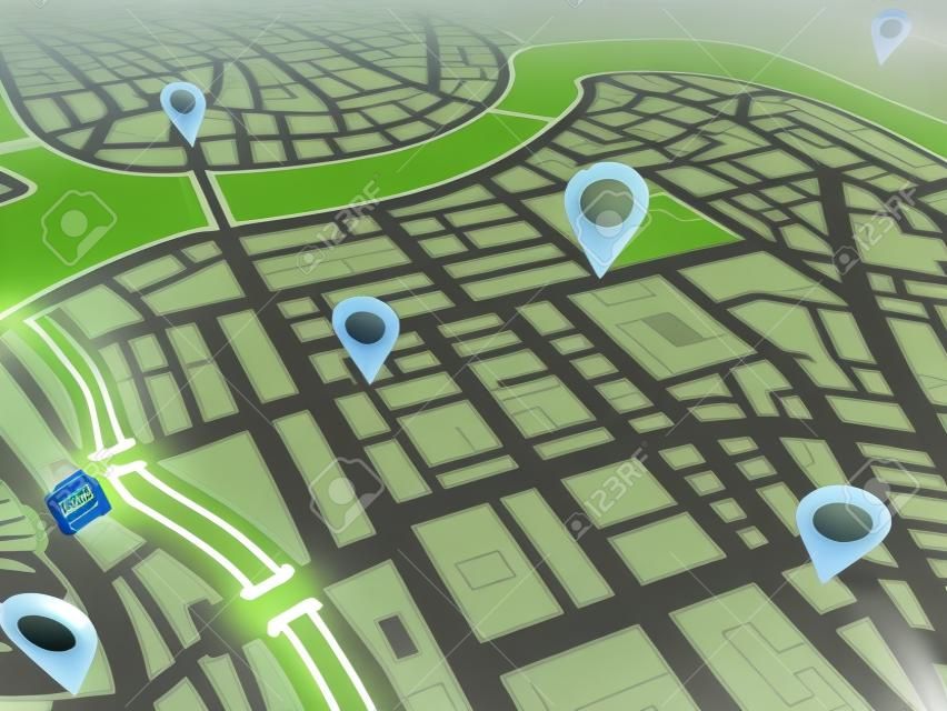Mapa de rua com GPS cones Navegação