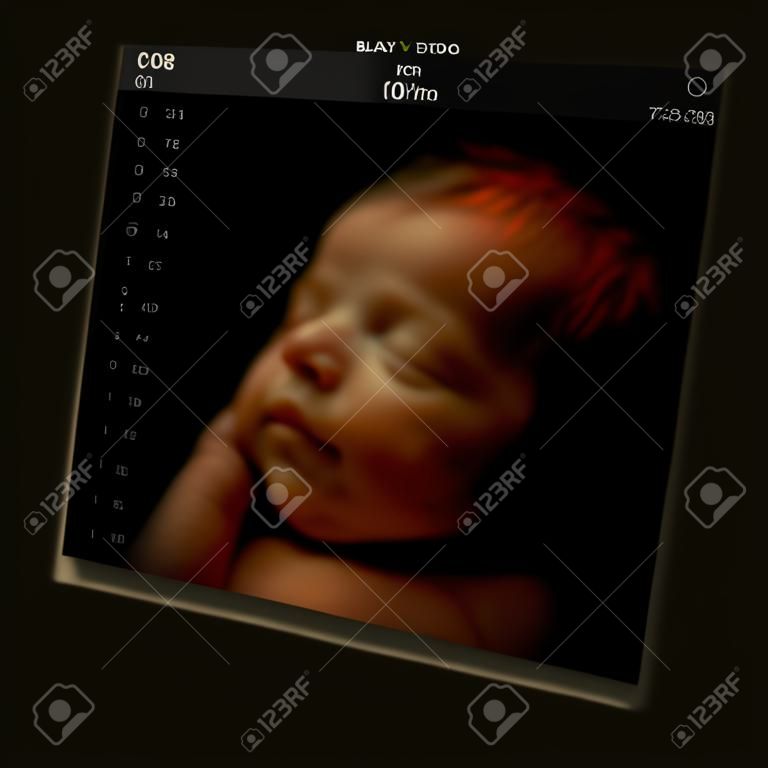 Immagine del neonato come ecografia 3D del bambino nel grembo della madre s