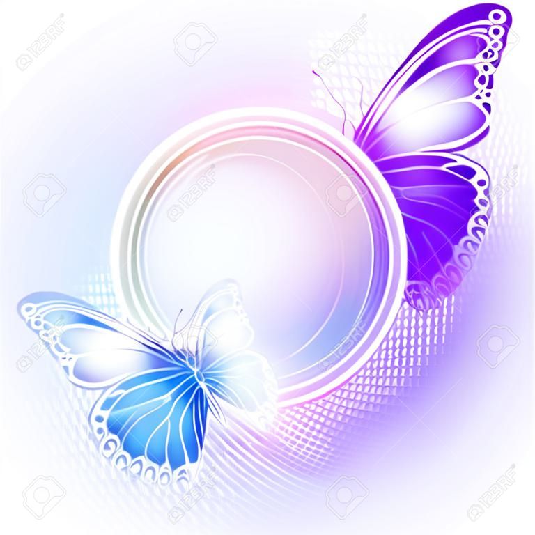 Background with soft transparent circle and butterfly