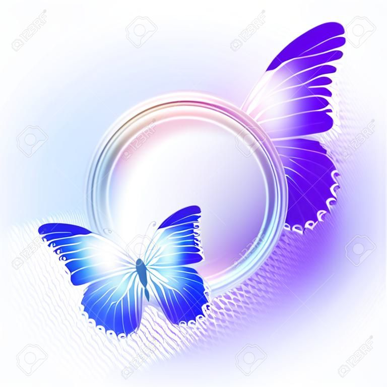 Background with soft transparent circle and butterfly