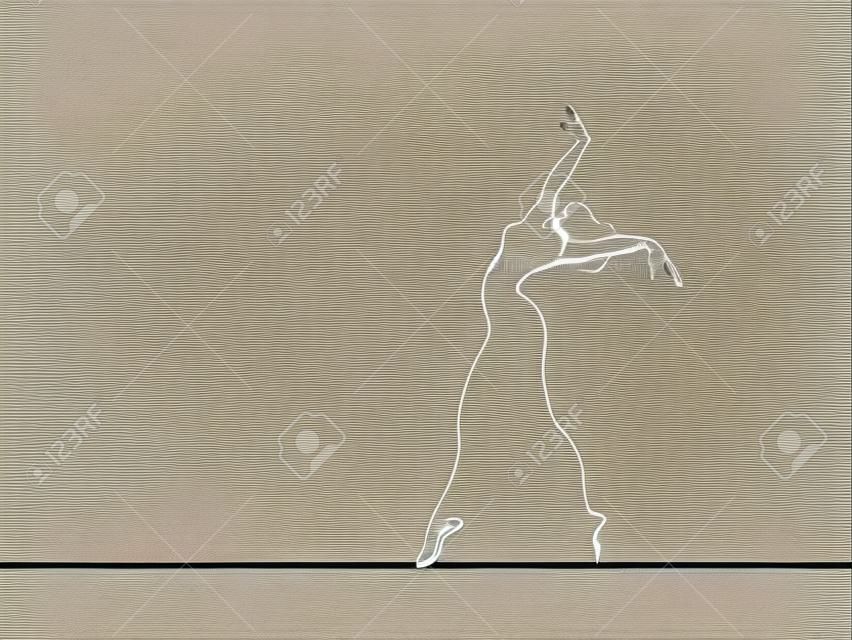 Folyamatos vonalrajzrajzrajz. Balett-táncos balerina. Vektoros illusztráció