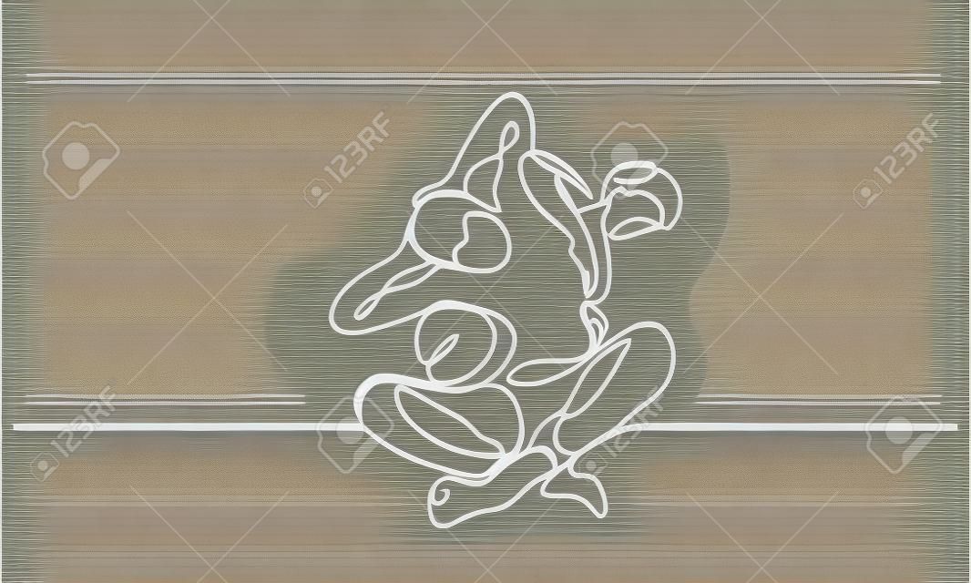 Dibujo continuo de una línea. Masaje tailandés para hombre en salón spa. Ilustración de vector de banner, web, elemento de diseño, plantilla, postal.