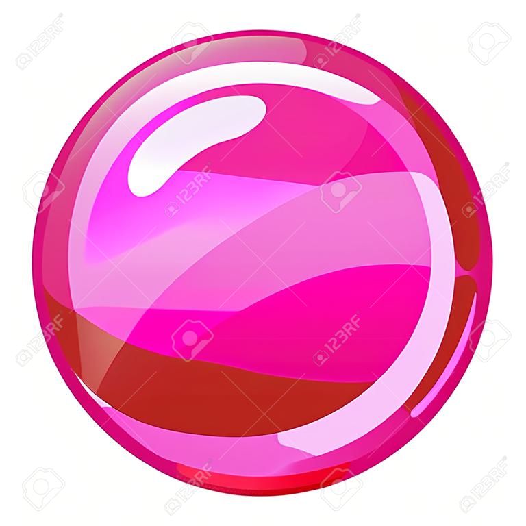 Ball red shiny glossy colorful game art. Magic crystal glass sphere, bubble shot elements. Cartoon vector GUI app