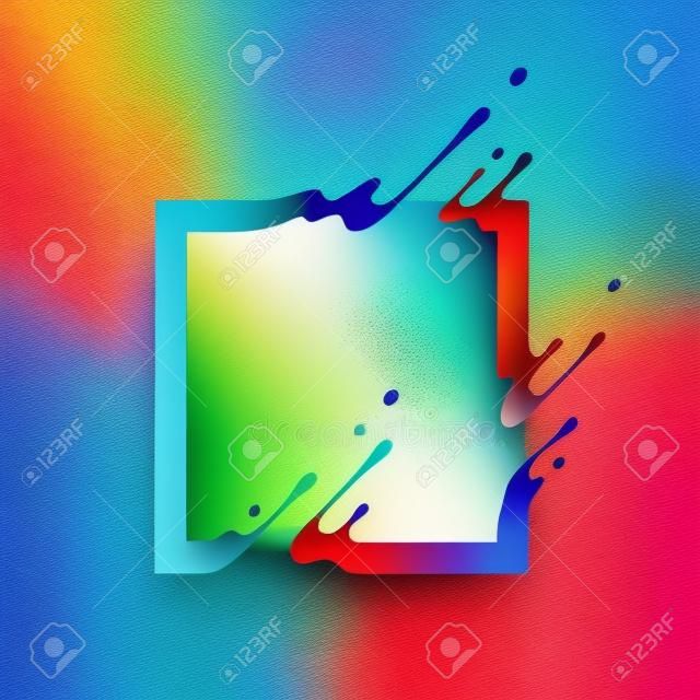 用抽象色彩抽象的方形抽象飞溅液体形状背景海报海报