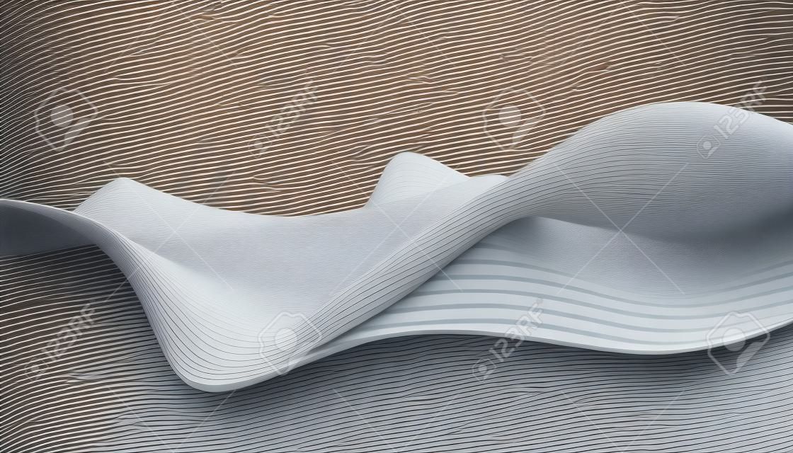 線付きの滑らかなサーフェスの抽象的な 3D レンダリング。ポスター、カバー、ブランディング、バナー、プラカードのためのストライプモダンな背景デザイン