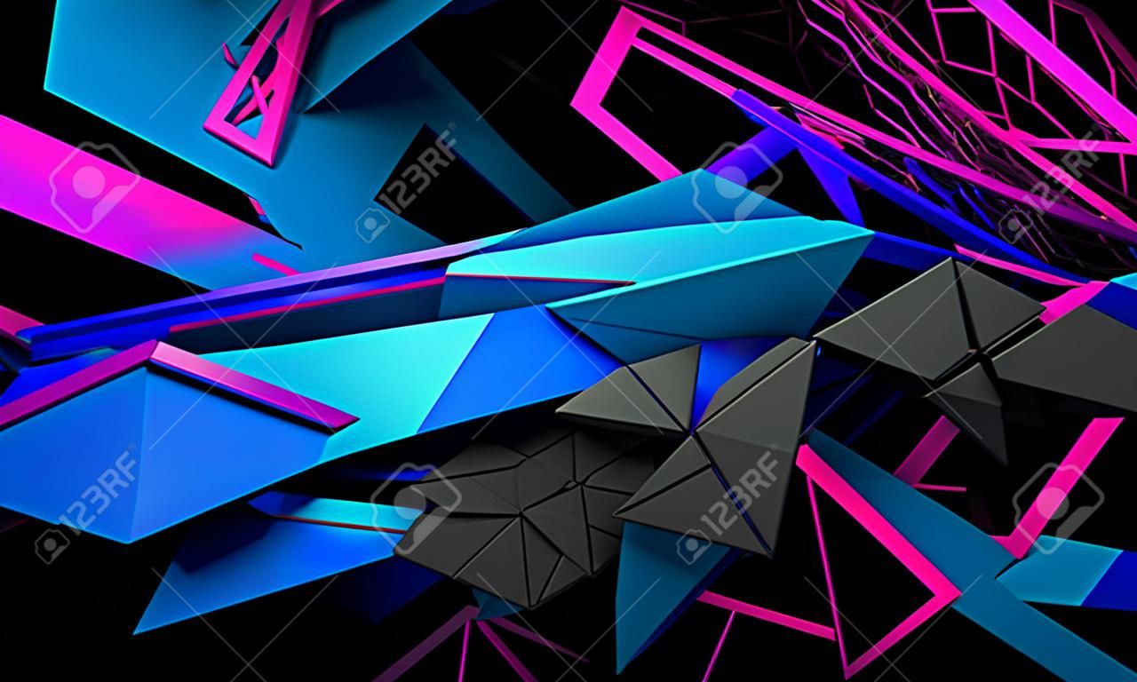 Abstract 3d rendering of random geometric shapes. Futuristic modern background design for poster, cover, banner, placard