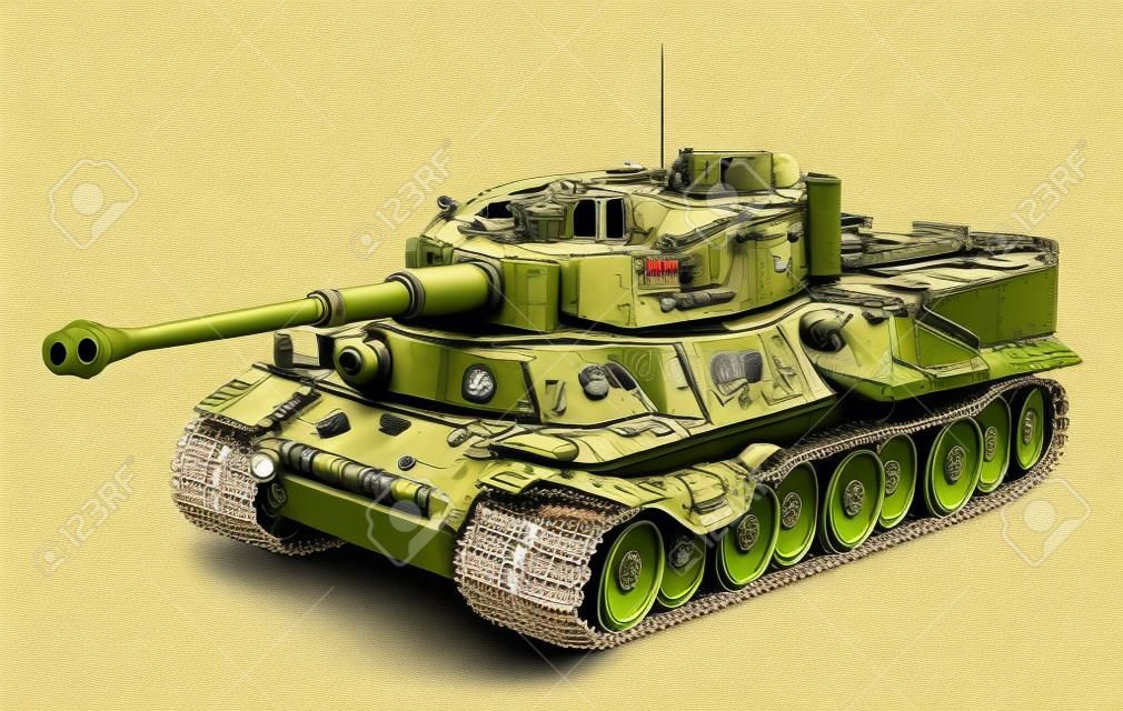 Detaillierte Vektor-Illustration der deutschen Panzer Tiger