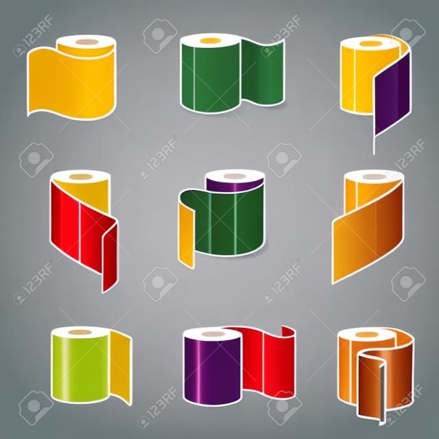 Verzameling van wc-papier rollen pictogrammen. Vector illustratie