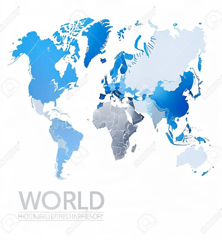 亞洲世界地圖矢量插圖