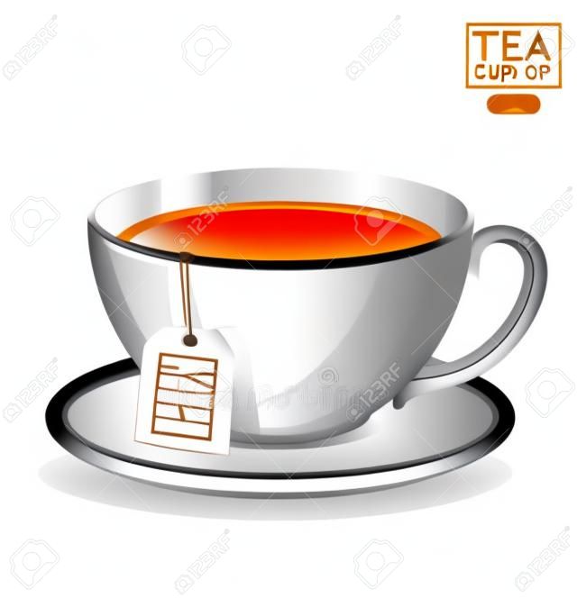 Чашка чая на белом фоне. Векторная иллюстрация.