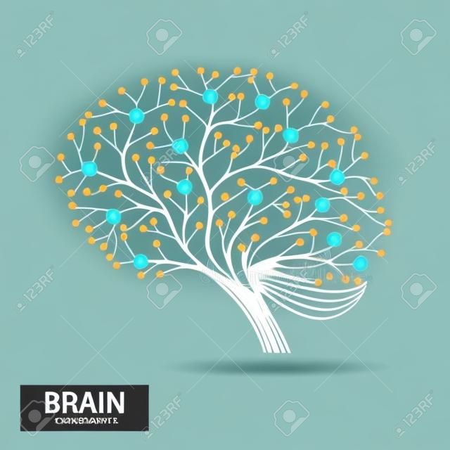 Kreatywna koncepcja projektu drzewa mózgu. Cyfrowe drzewo, technologia, sieć, sieć bezprzewodowa, internet, komunikacja, ilustracja wektorowa przyrody.