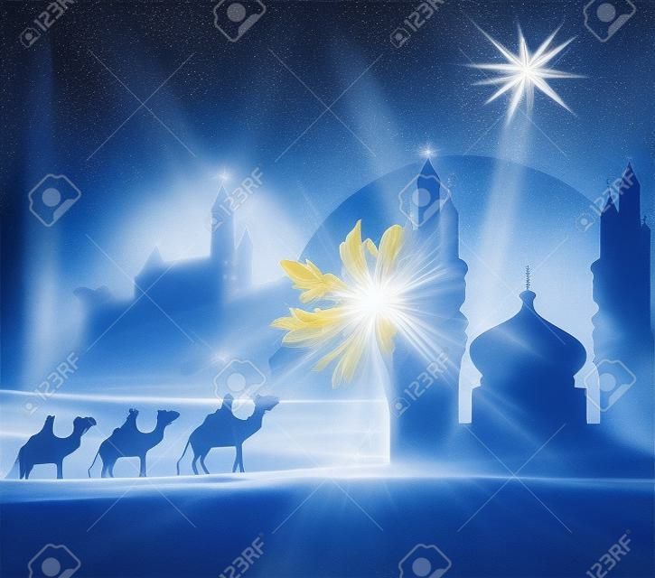  Classic three magic scene and shining star of Bethlehem 