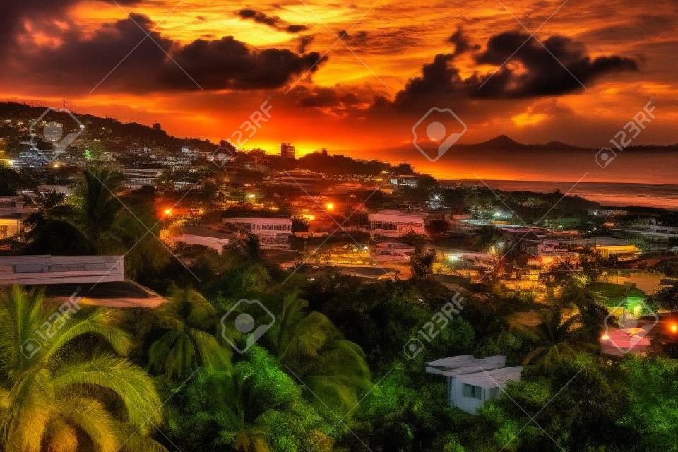 Kingston cidade na Jamaica pôr do sol