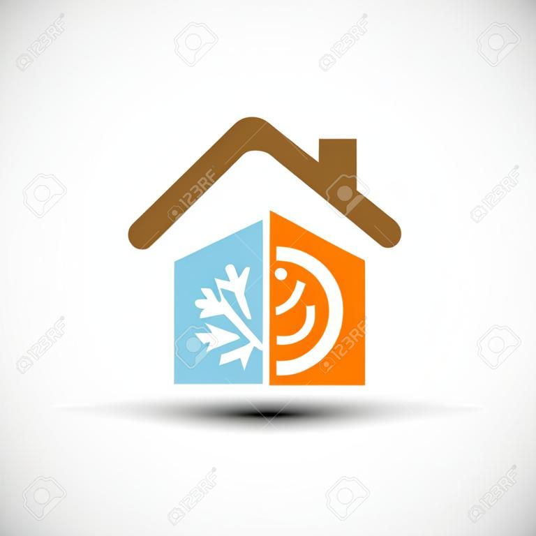 Logo home with climate control. Vector image.