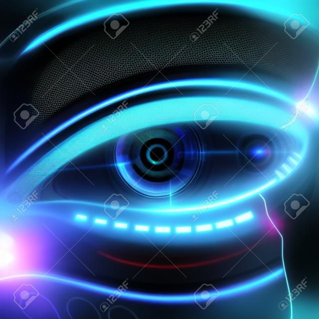 ロボットの目。未来の HUD インターフェイス