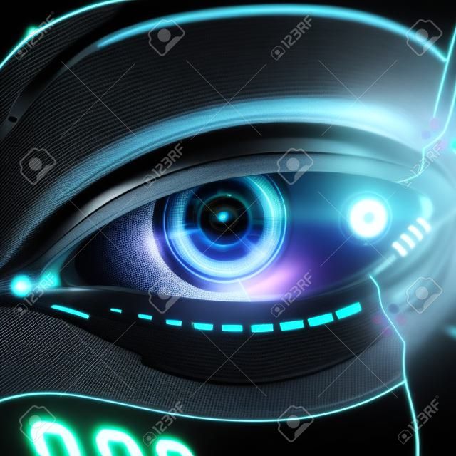 ロボットの目。未来の HUD インターフェイス