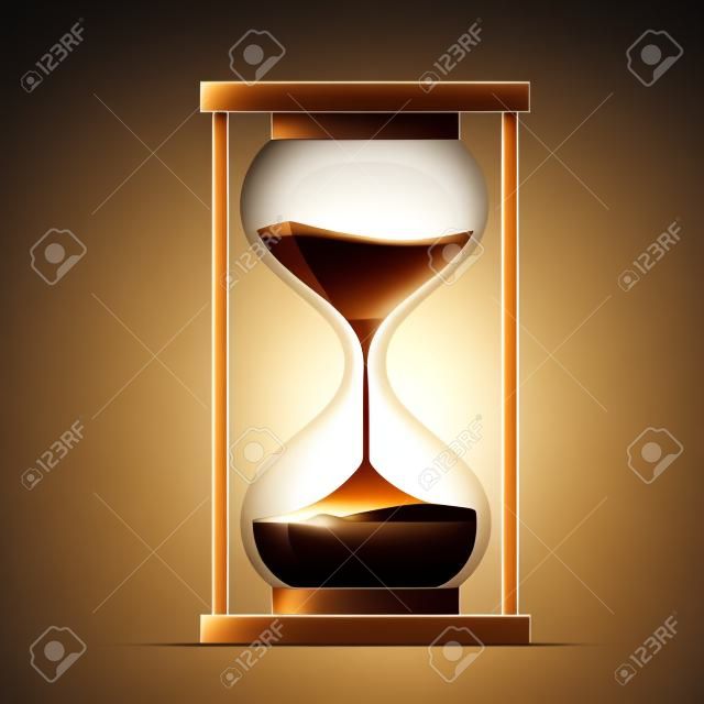 Icon hourglass with the sand and water. Global warming and arid climate.