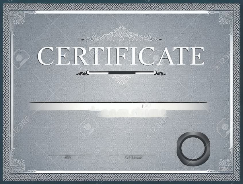 Modello di certificato o diploma con sigillo e filigrana. Illustrazione vettoriale.