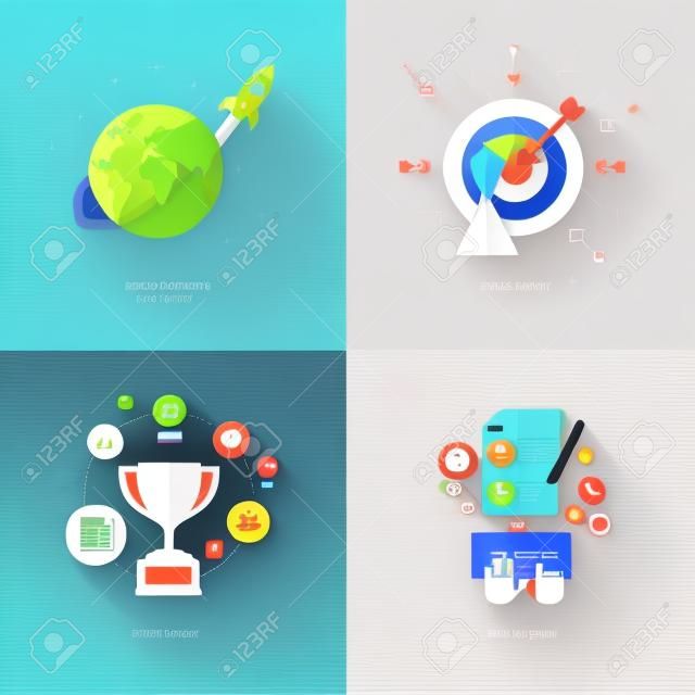 Conjunto de iconos de concepto diseño plano de los servicios web y de telefonía móvil y las aplicaciones