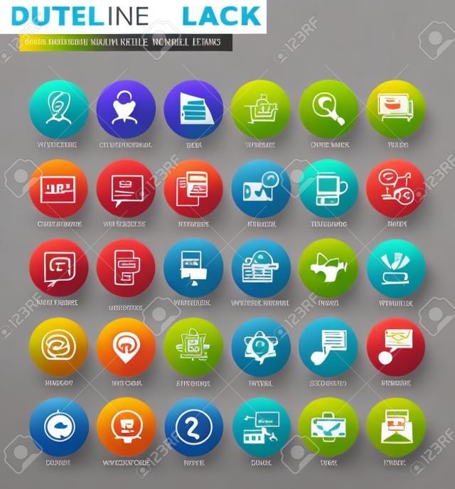 Set of thin line web icons of internet marketing and social network. Premium quality icons for website, mobile website and app design.