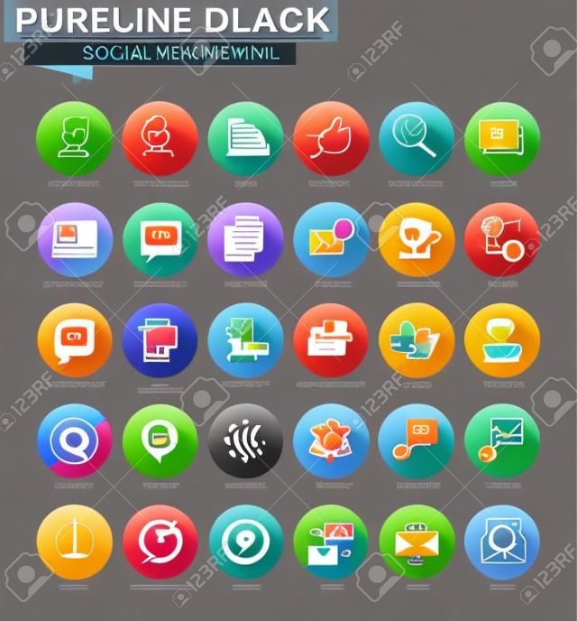 Set di icone web sottile di icone di internet marketing e social network. Icone di qualità premium per sito web, sito web per cellulari e design app.