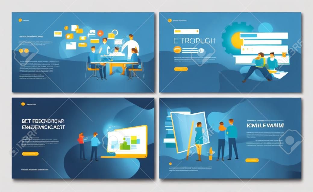Set of web page design templates for e-learning, online education, e-book. Modern vector illustration concepts for website and mobile website development.