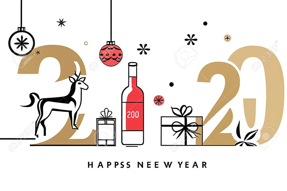 Cartão do ano novo feliz do negócio 2020.
