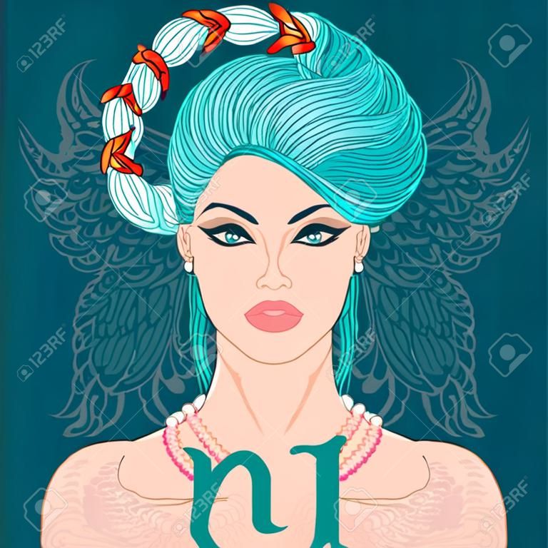 Ilustracja Scorpio znak zodiaku jako piękna dziewczyna. Ilustracji wektorowych.